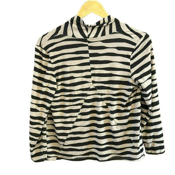Habitat Clothes to Live In Beige Black Zebra Striped Buttonless Cardigan Small - Picture 3 of 3